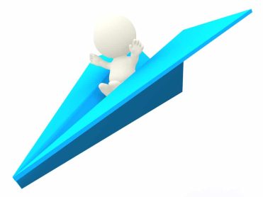 3d,Man,Riding,A,Paper,Airplane,-,Isolate,Over,White